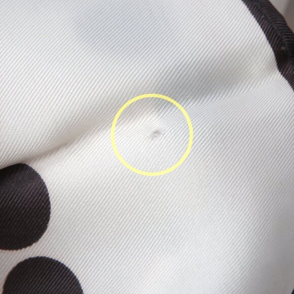 Vintage Acetate Twill Polka Dot Scarf Neckerchief Off White Black Rolled Edge - Picture 5 of 6